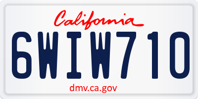 CA license plate 6WIW710