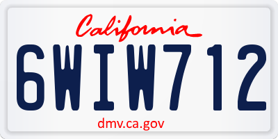 CA license plate 6WIW712