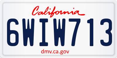 CA license plate 6WIW713