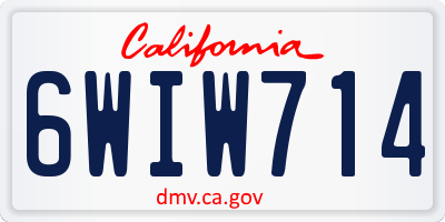 CA license plate 6WIW714