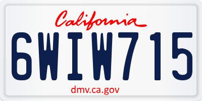 CA license plate 6WIW715