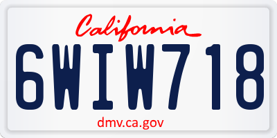 CA license plate 6WIW718
