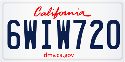 CA license plate 6WIW720