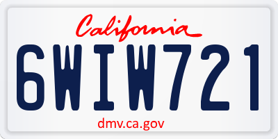 CA license plate 6WIW721