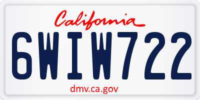 CA license plate 6WIW722