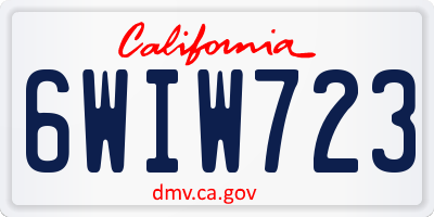 CA license plate 6WIW723
