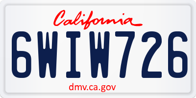 CA license plate 6WIW726