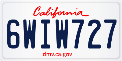 CA license plate 6WIW727