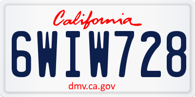 CA license plate 6WIW728