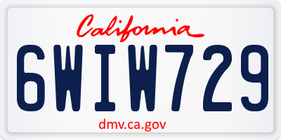 CA license plate 6WIW729