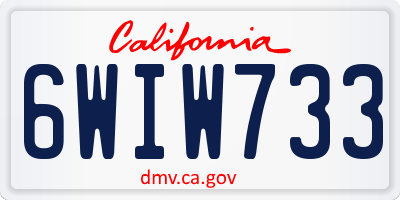 CA license plate 6WIW733