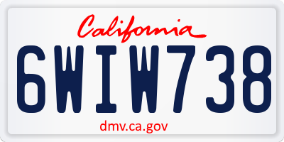 CA license plate 6WIW738