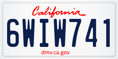 CA license plate 6WIW741