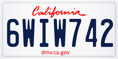 CA license plate 6WIW742