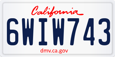 CA license plate 6WIW743