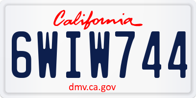 CA license plate 6WIW744