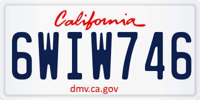 CA license plate 6WIW746