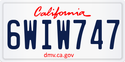 CA license plate 6WIW747