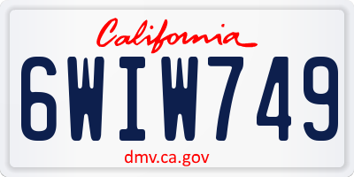 CA license plate 6WIW749