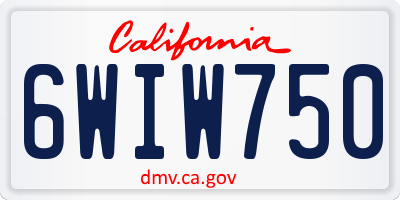 CA license plate 6WIW750