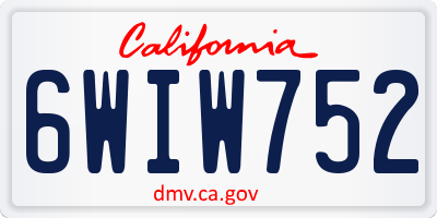 CA license plate 6WIW752