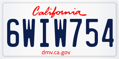 CA license plate 6WIW754