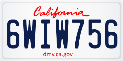 CA license plate 6WIW756