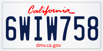 CA license plate 6WIW758