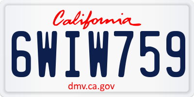 CA license plate 6WIW759