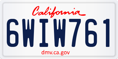 CA license plate 6WIW761