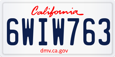 CA license plate 6WIW763