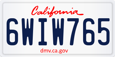 CA license plate 6WIW765