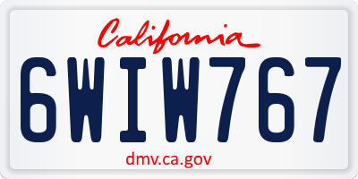 CA license plate 6WIW767