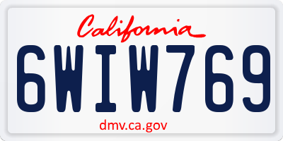 CA license plate 6WIW769