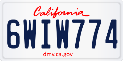 CA license plate 6WIW774
