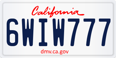 CA license plate 6WIW777