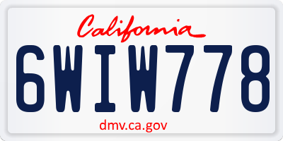 CA license plate 6WIW778