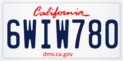 CA license plate 6WIW780