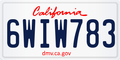 CA license plate 6WIW783
