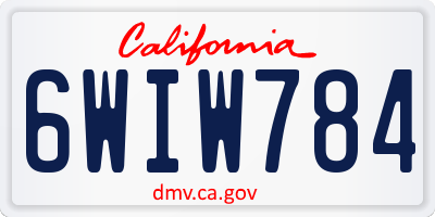 CA license plate 6WIW784