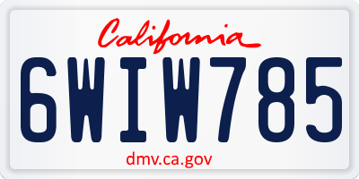 CA license plate 6WIW785