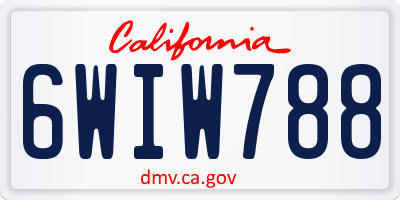 CA license plate 6WIW788