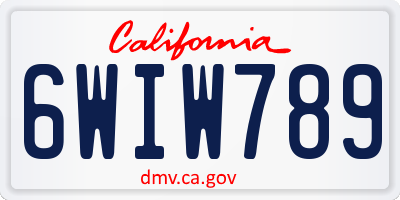 CA license plate 6WIW789