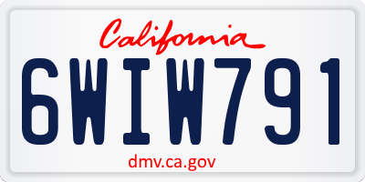CA license plate 6WIW791