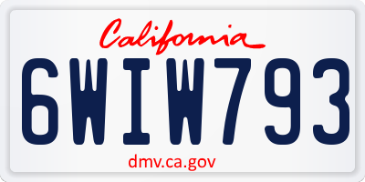 CA license plate 6WIW793
