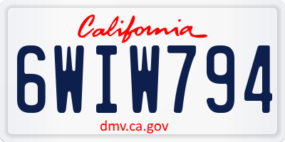 CA license plate 6WIW794