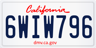 CA license plate 6WIW796
