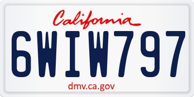CA license plate 6WIW797