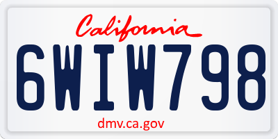 CA license plate 6WIW798