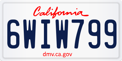 CA license plate 6WIW799